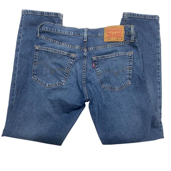 Levis 511 Mens Slim Fit Jeans W32 L30 Stretch Denim Blue - Picture 1 of 15